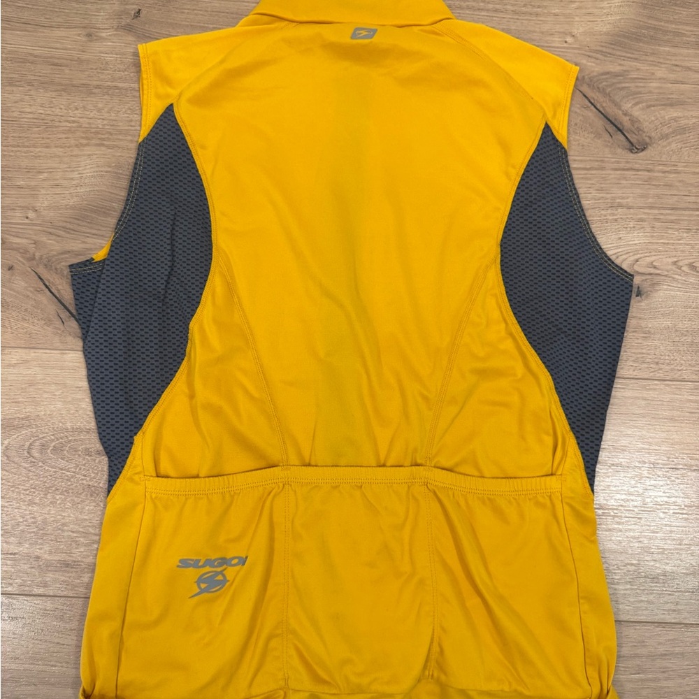SUGOI Yellow Cycling Vest with Light Gray Logo Patch